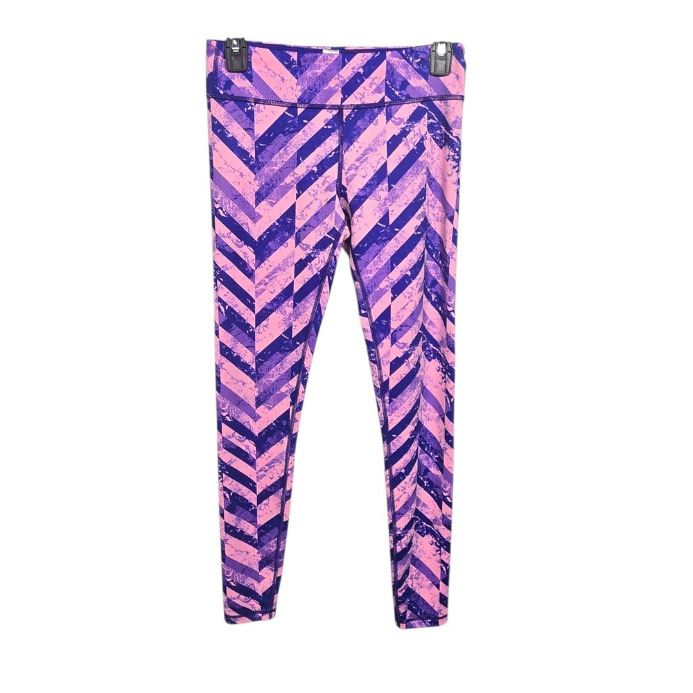 Ivivva Girls Size 14 Purple Pink Chevron Print Athletic Yoga Leggings